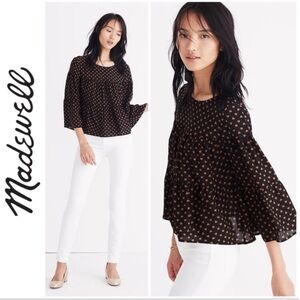 Madewell Silk Tiered Button Back Blouse Sz M